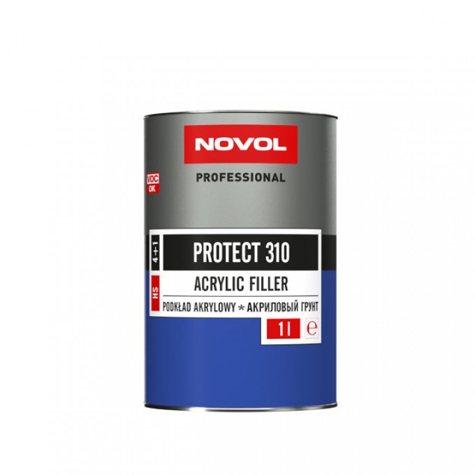 Грунт NOVOL акриловый 4+1 HS Protect 310 белый 1 л (БЕЗ ОТВЕРДИТЕЛЯ, нужен отвердитель 184 37131